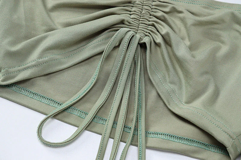 Fairy Green Drawstring Ruched Two Piece Sets - Image 6