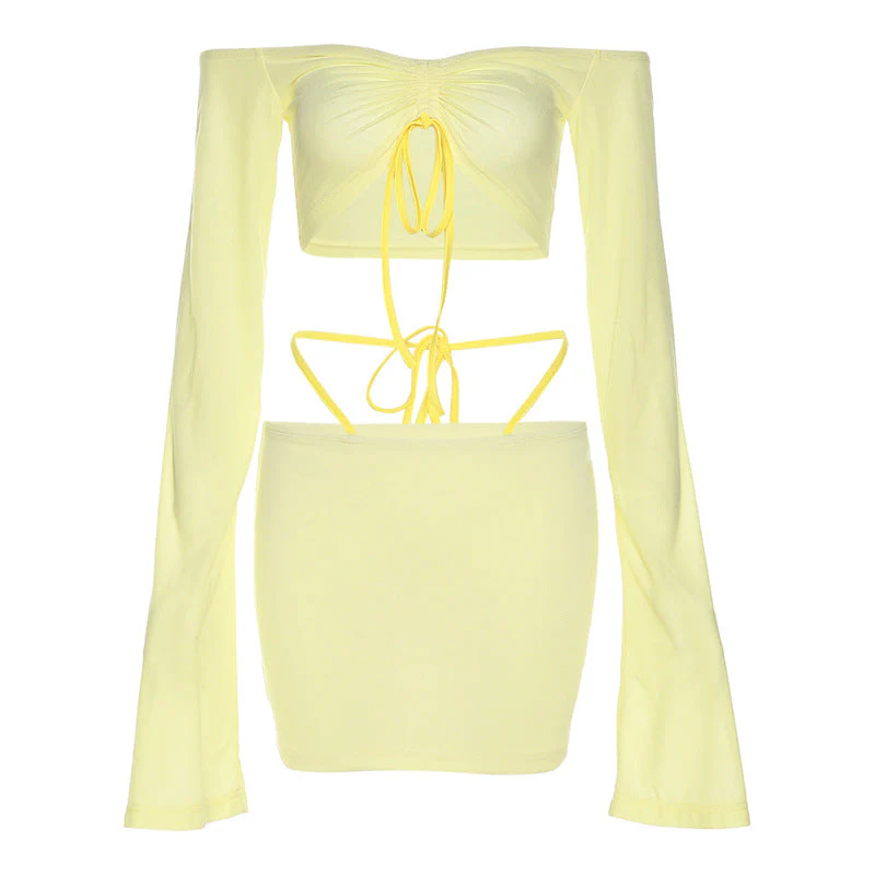 Fairycore Solid Color Long Sleeve Suit - Image 3