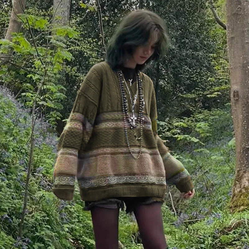 Fairygrunge Cozy Striped Downtown Sweater - Image 4