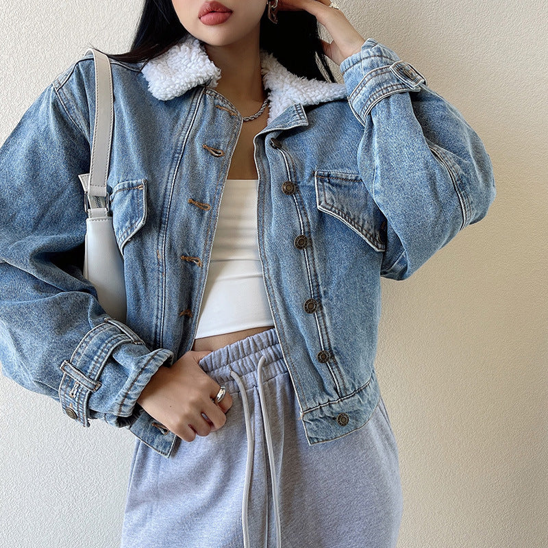 Fleece Lined Button Up Denim Jacket - Image 2