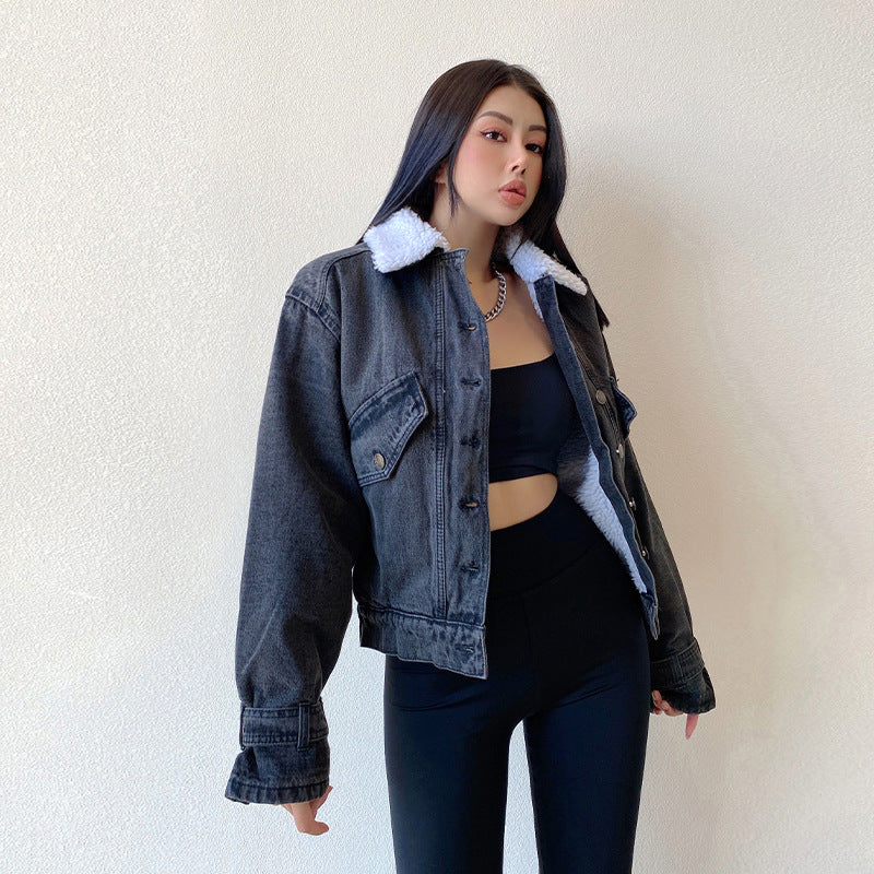 Fleece Lined Button Up Denim Jacket - Image 4