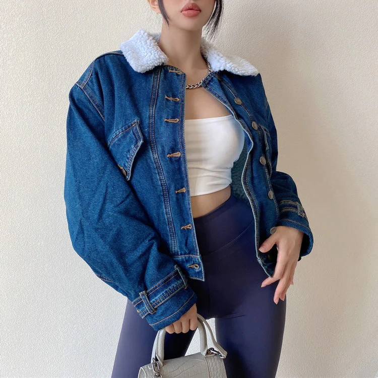 Fleece Lined Button Up Denim Jacket - Image 5