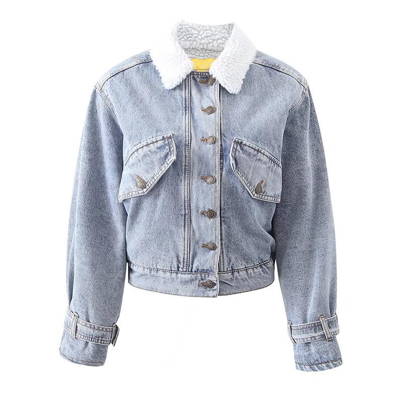 Fleece Lined Button Up Denim Jacket - Image 6