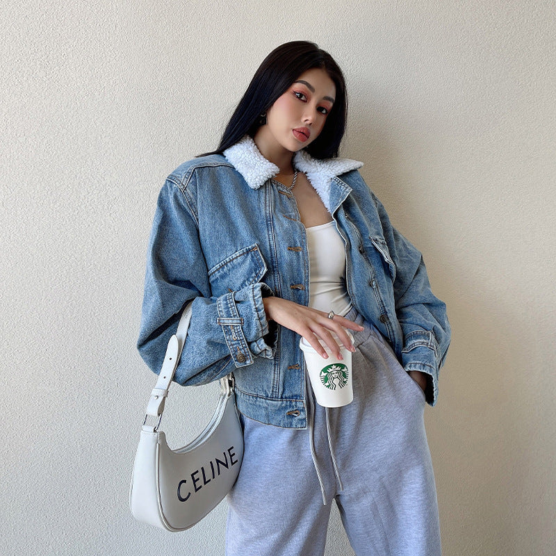 Fleece Lined Button Up Denim Jacket - Image 8