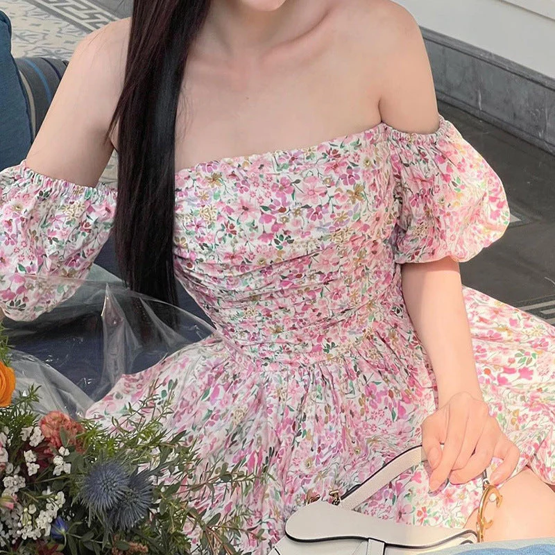 Floral A-Swing Off Shoulders Mini Dress - Image 4