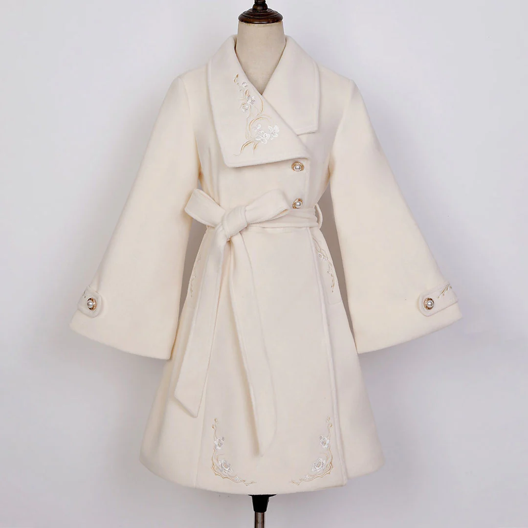 Floral Embroidered Woolen Coat - Image 4