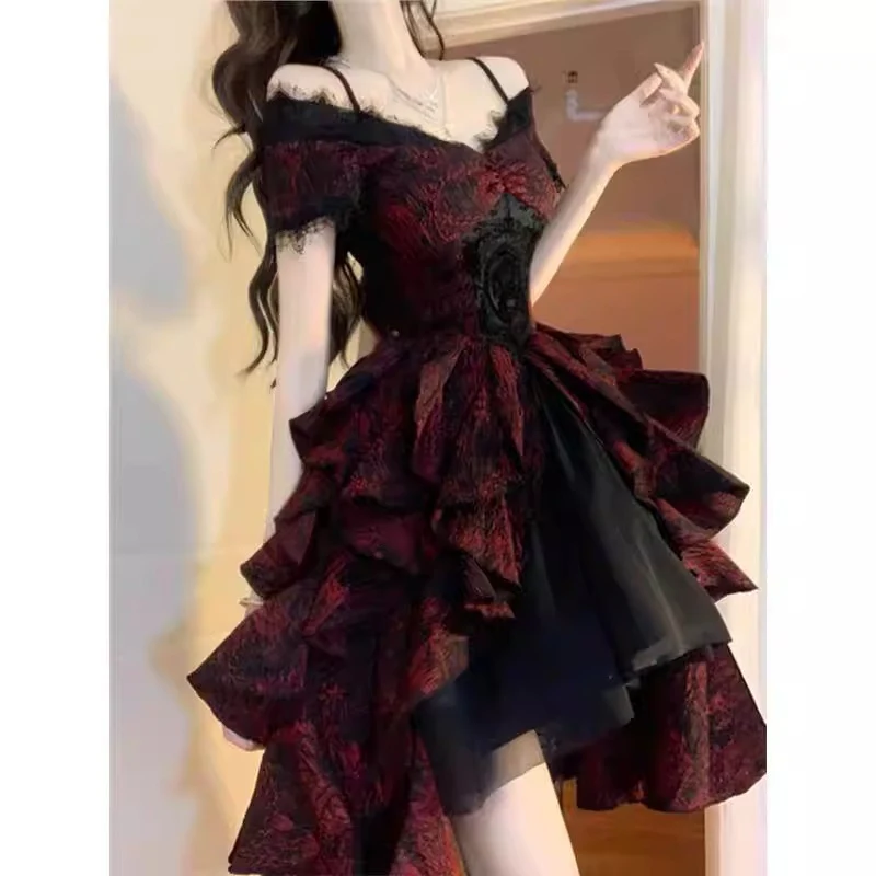 Floral Lace Halter Puffy Dress - Image 6