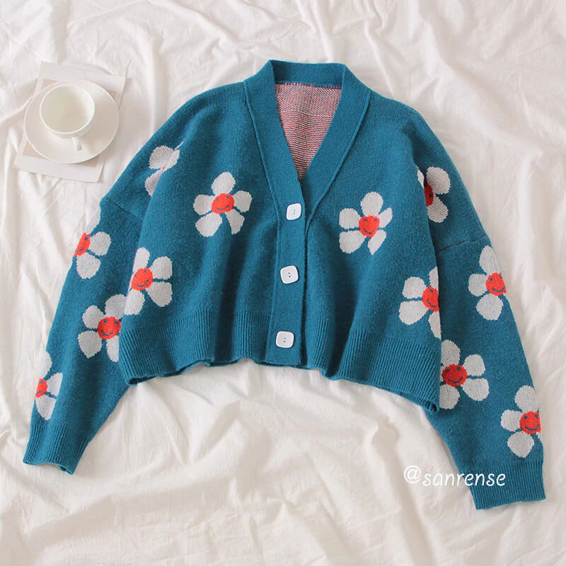 Flower Knit Cardigans Sweater - Image 6