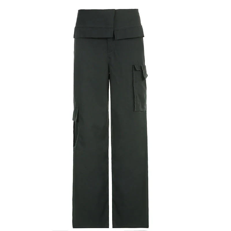 Fold Over Waist Straight Leg Pants - Image 7