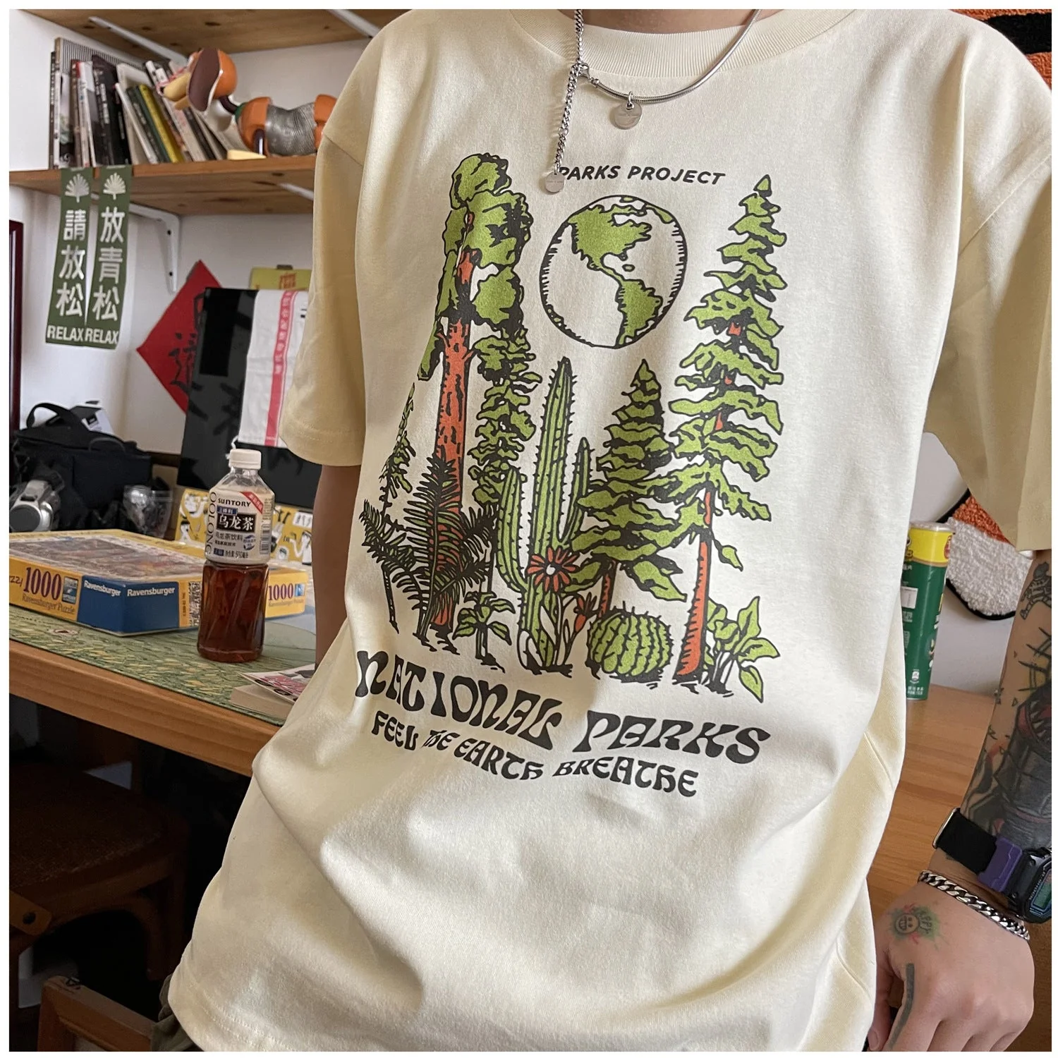 Forest Print Oversized Short Sleeve Tee - Image 4