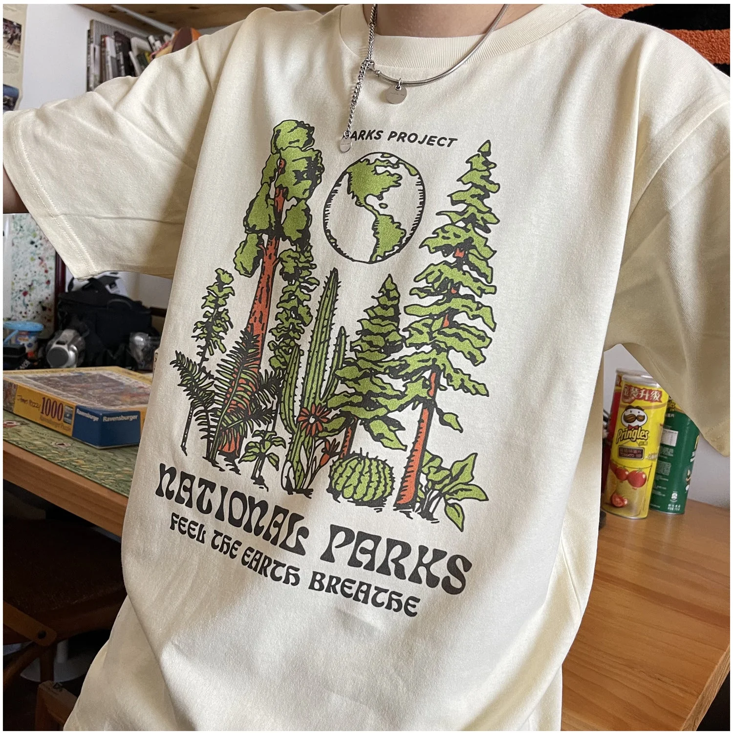Forest Print Oversized Short Sleeve Tee - Image 5
