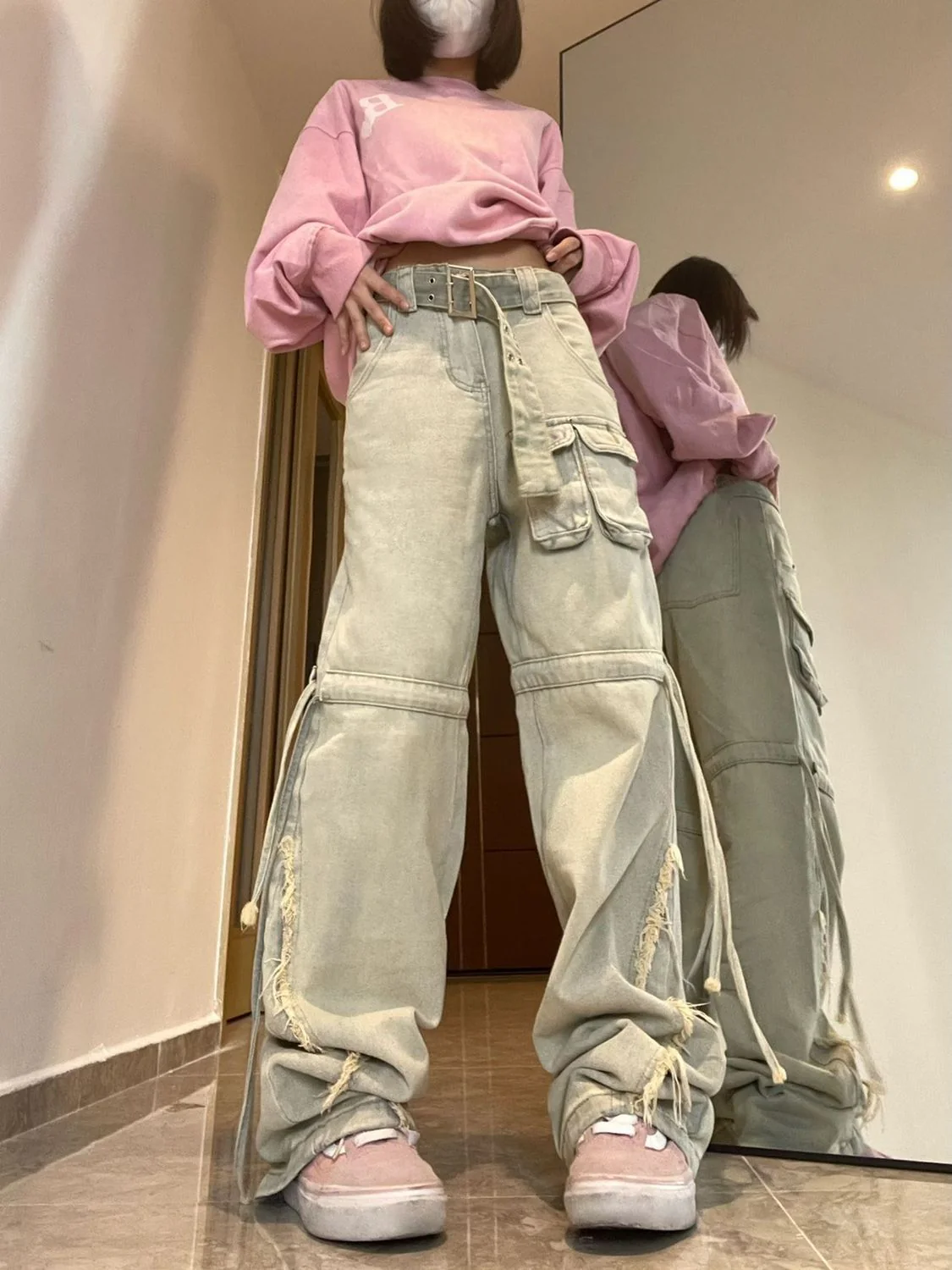 Function Pocket Boyfriend Cargo Jeans - Image 5