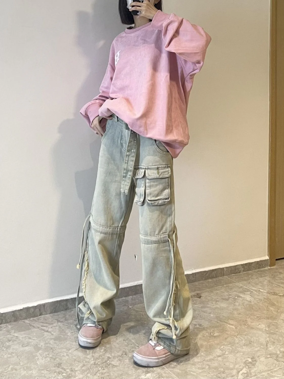 Function Pocket Boyfriend Cargo Jeans - Image 6
