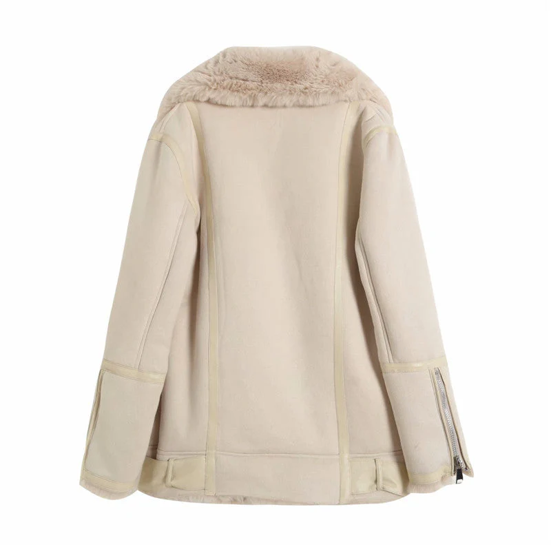 Fur Jacket With Lamb Hair Belt - Image 7