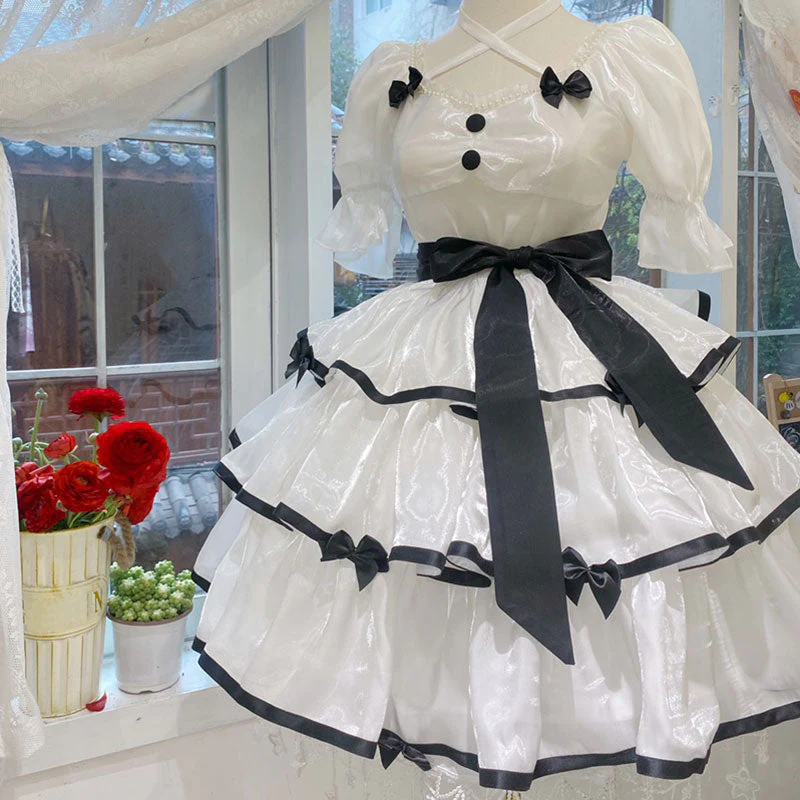 Gauze Lace Bow Dress - Image 3