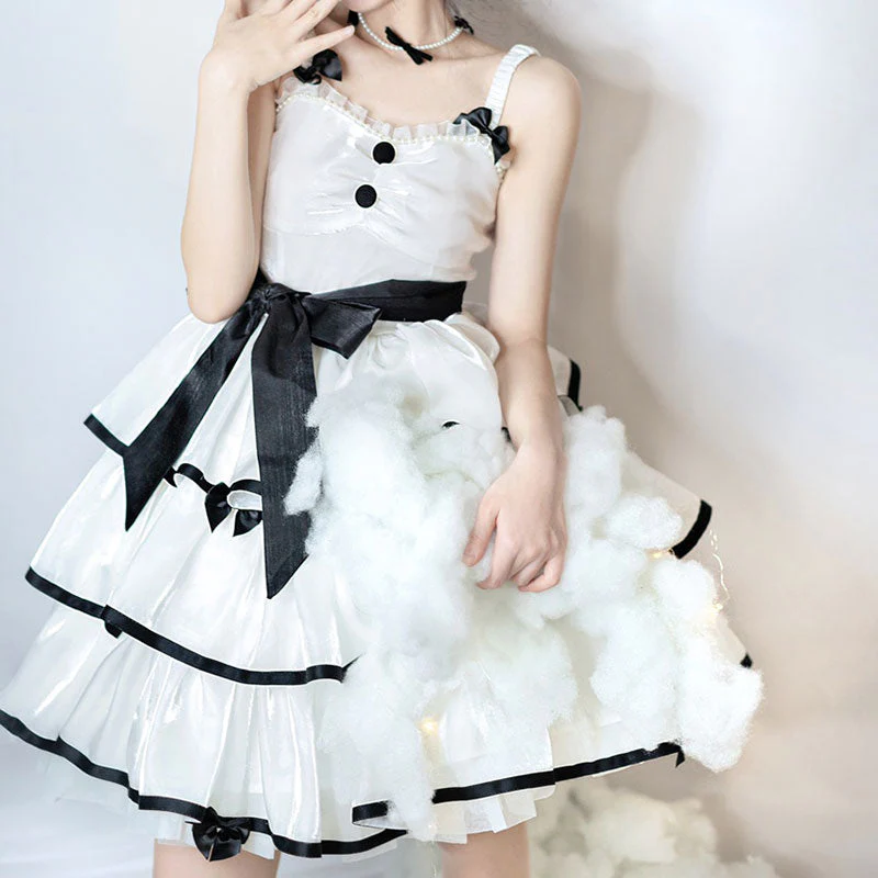Gauze Lace Bow Dress - Image 5