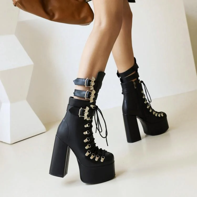 Goth Punk High Heels Boots - Image 5