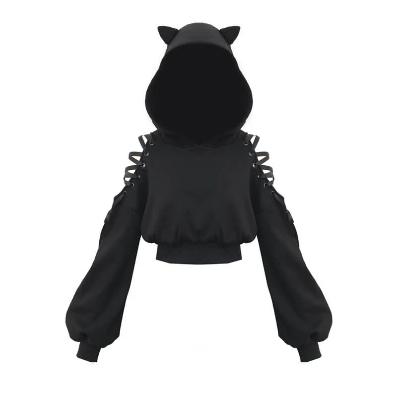 Cat Hoodie Plaid Skirt Set - Image 2
