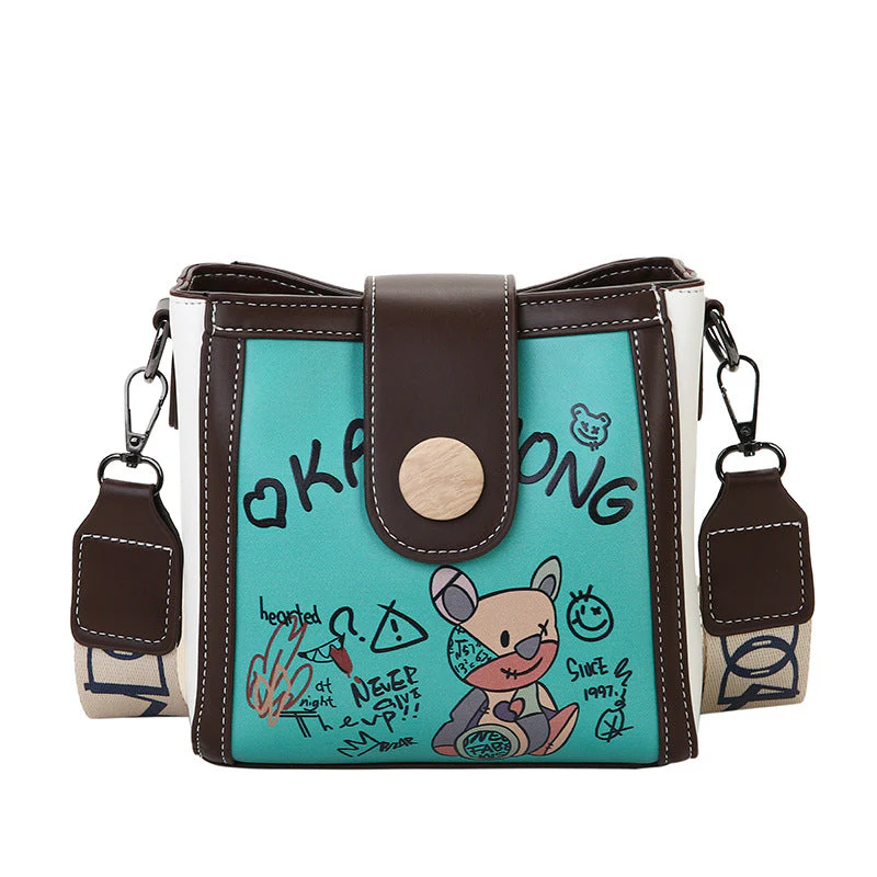 Graffiti Bear Wide Shoulder Bucket Bag - Image 4