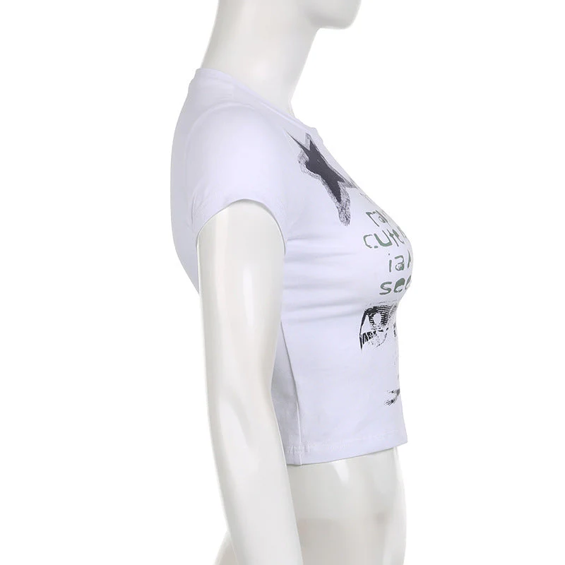 Graffiti Letter Star Print Short Sleeve Tee - Image 4