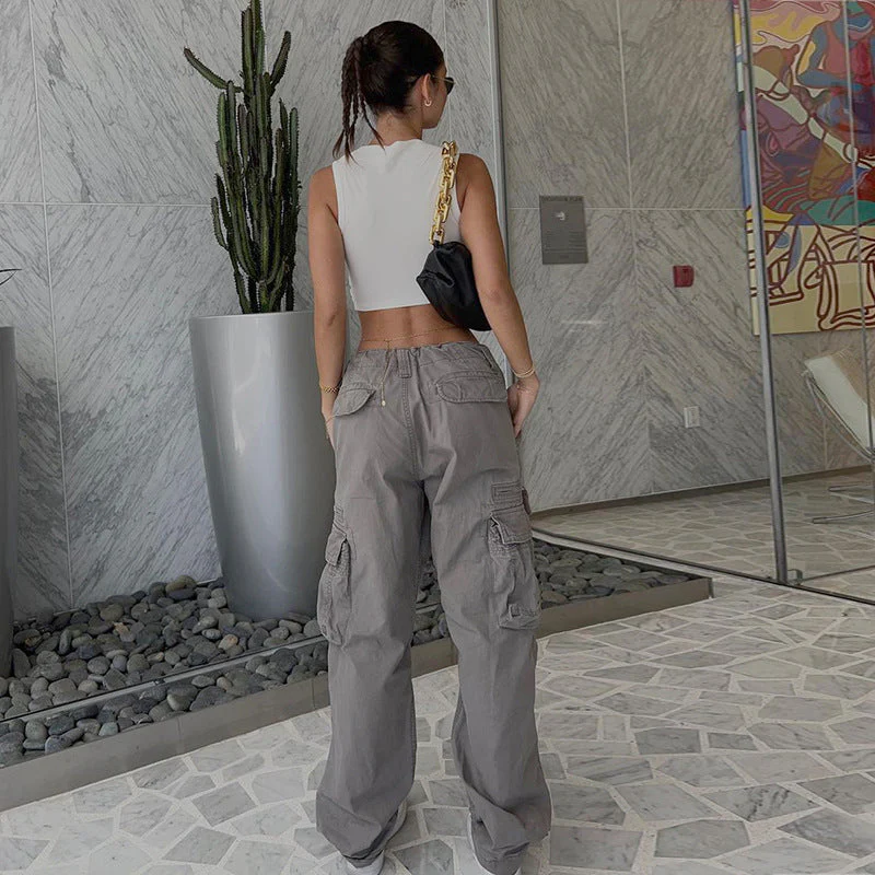 Gray Wash Vintage Y2K Cargo Jeans - Image 5