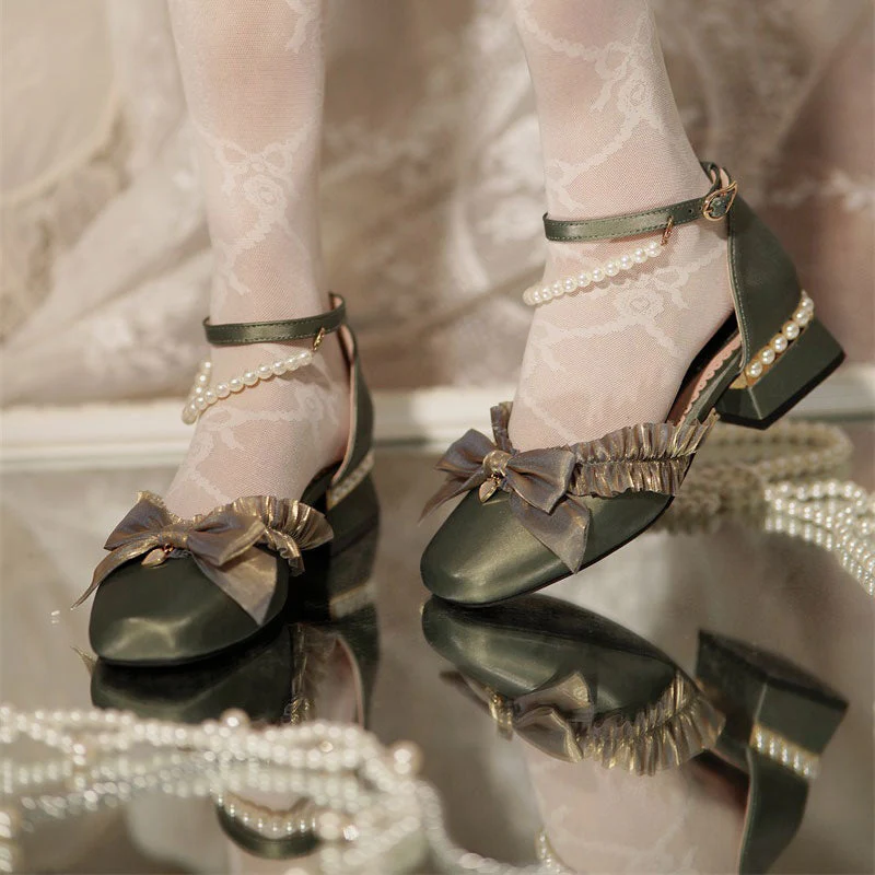 Green Bow Lolita Shoes - Image 4