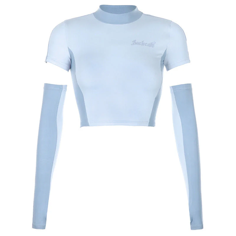 Half High Neck Slim Cropped T Shirt - Image 5