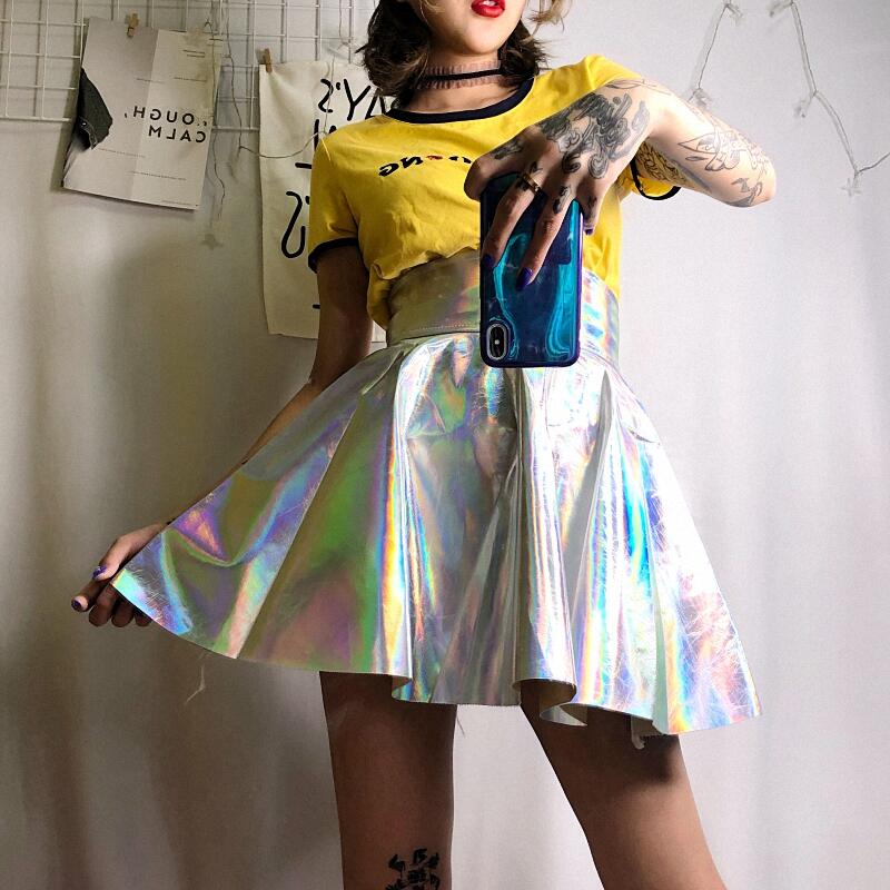 Harajuku Silver Tall Waist Skirt - Image 3