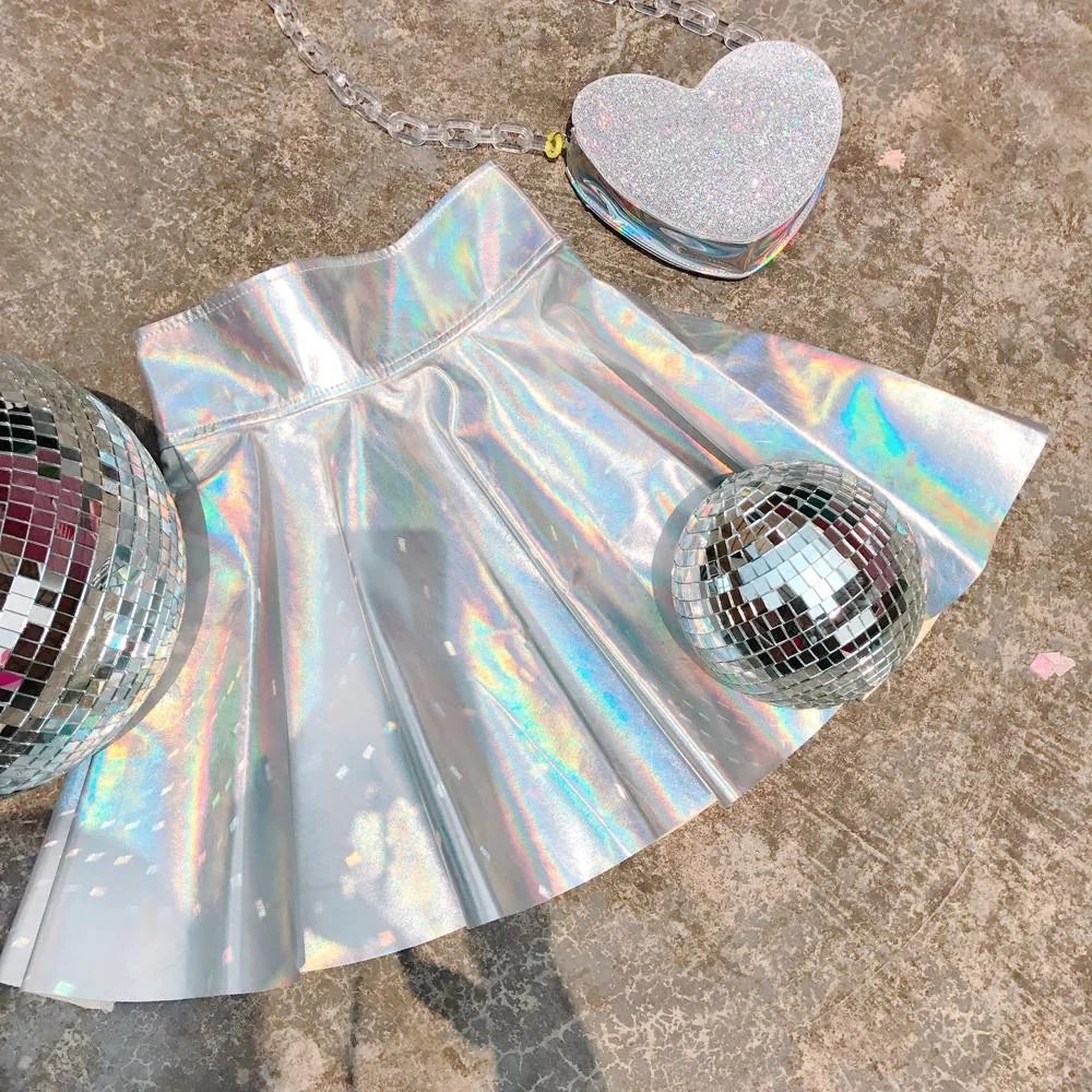 Harajuku Silver Tall Waist Skirt - Image 4