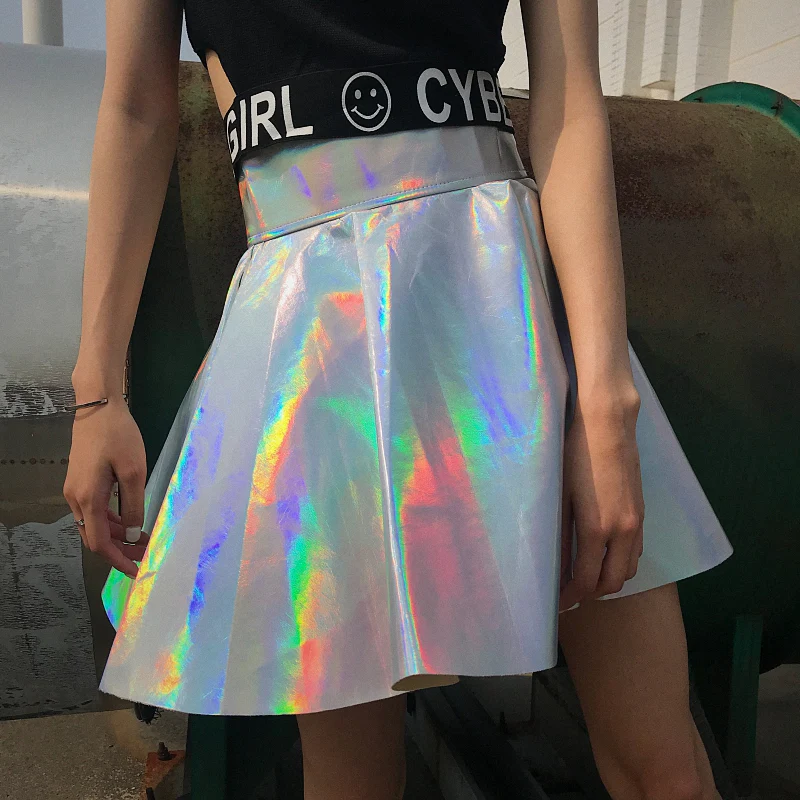 Harajuku Silver Tall Waist Skirt - Image 6