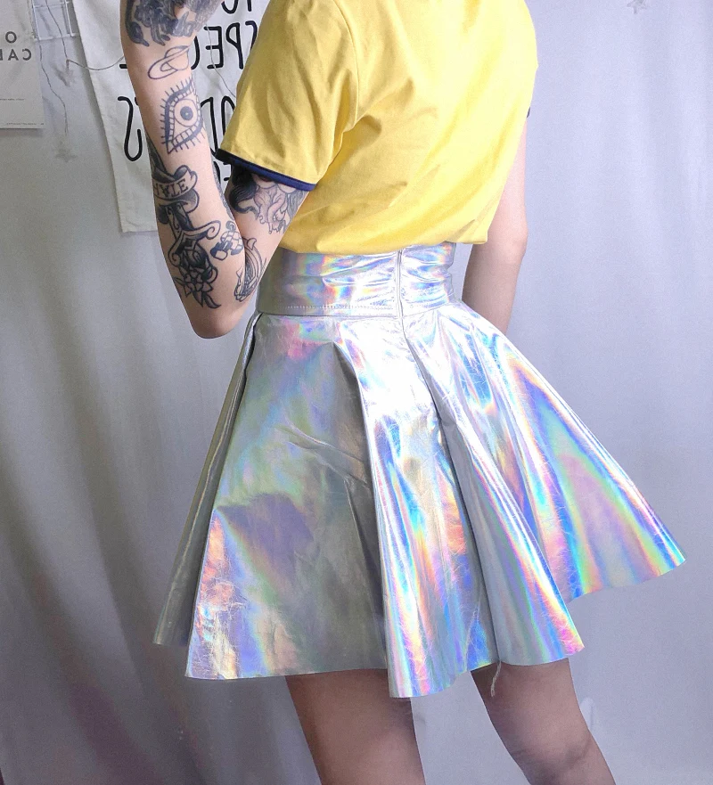 Harajuku Silver Tall Waist Skirt - Image 7