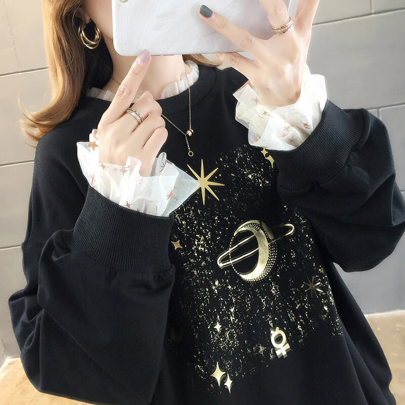 Harajuku Star Space Lace Sweatshirt - Image 2