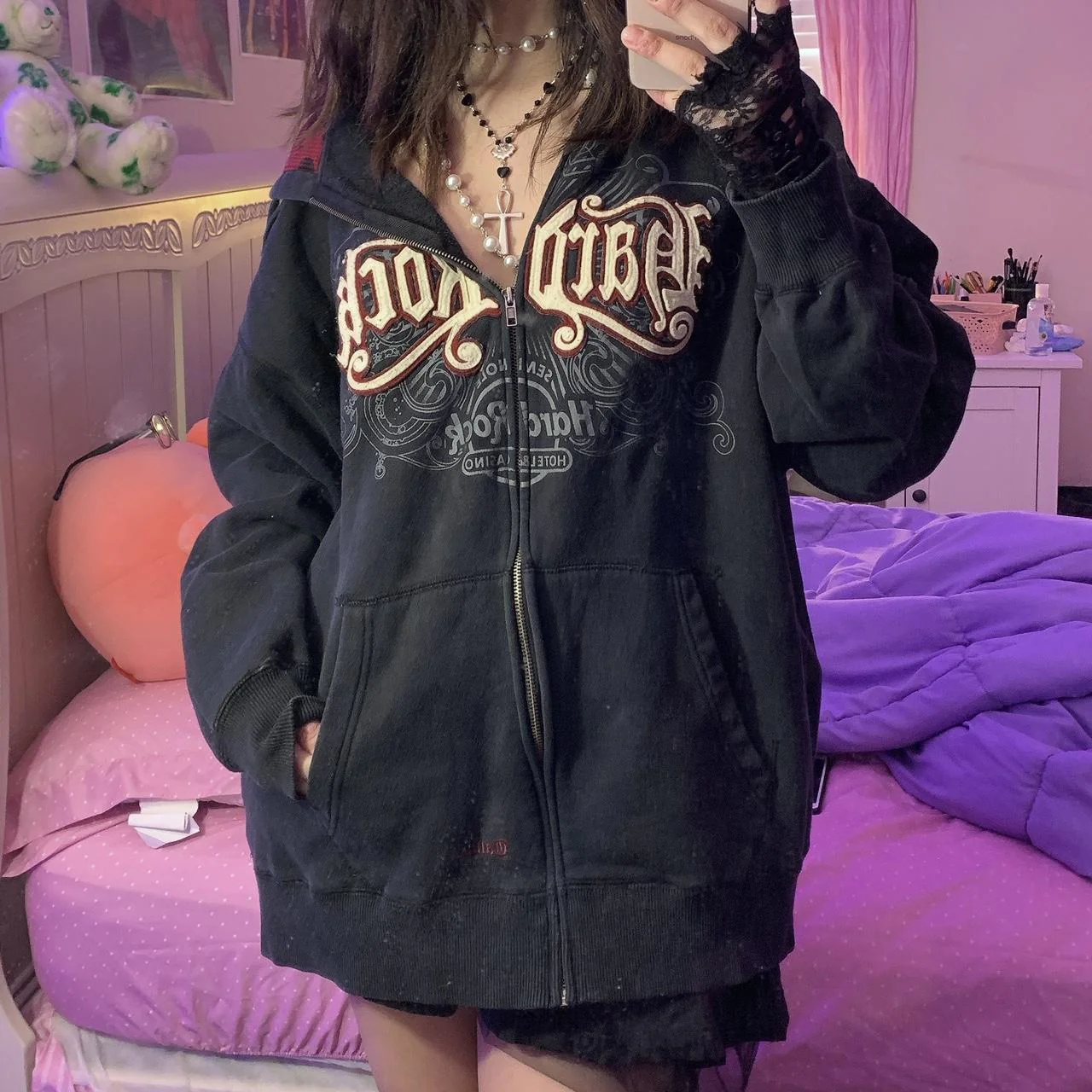 Hard Rock Graphic Zip Up Hoodie - Image 3