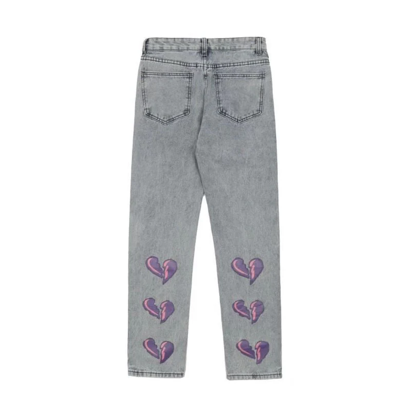 Heart Print Boyfriend Jeans - Image 5