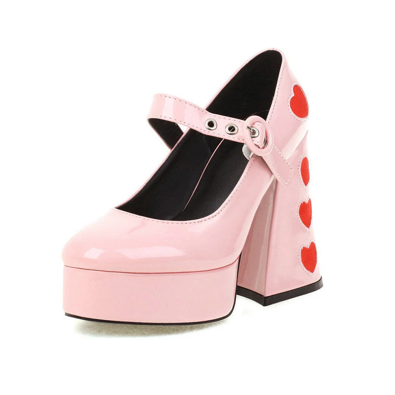 High Heels New Love Stitching Platform Chunky Sandals - Image 29