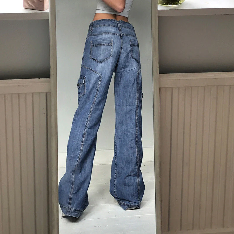 High Rise Loose Pocket Wide Straight Leg Pants - Image 2