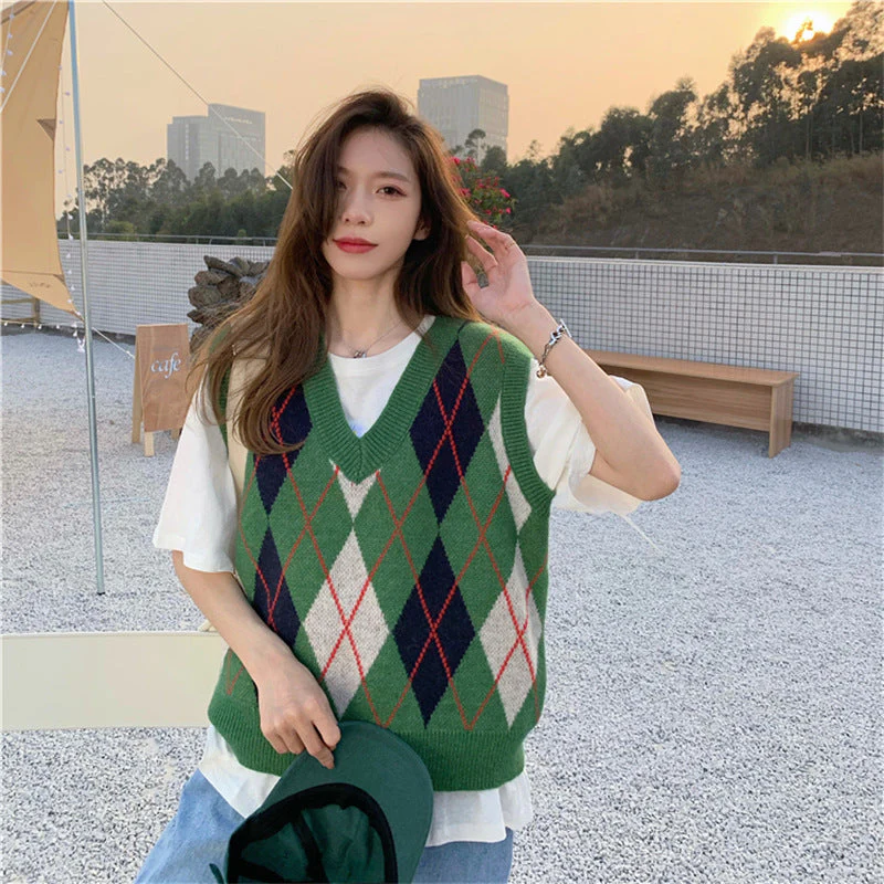High School Crush Argyle Vest - Image 2