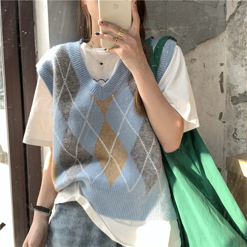 High School Crush Argyle Vest - Image 5
