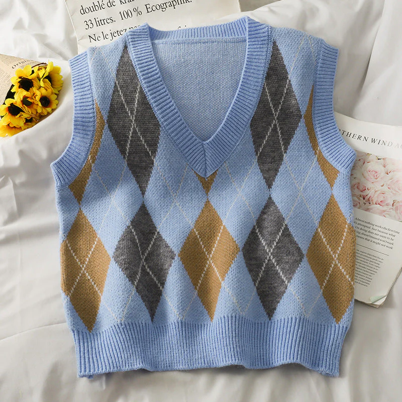High School Crush Argyle Vest - Image 7