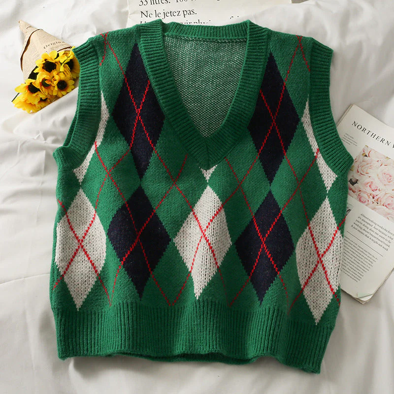 High School Crush Argyle Vest - Image 8