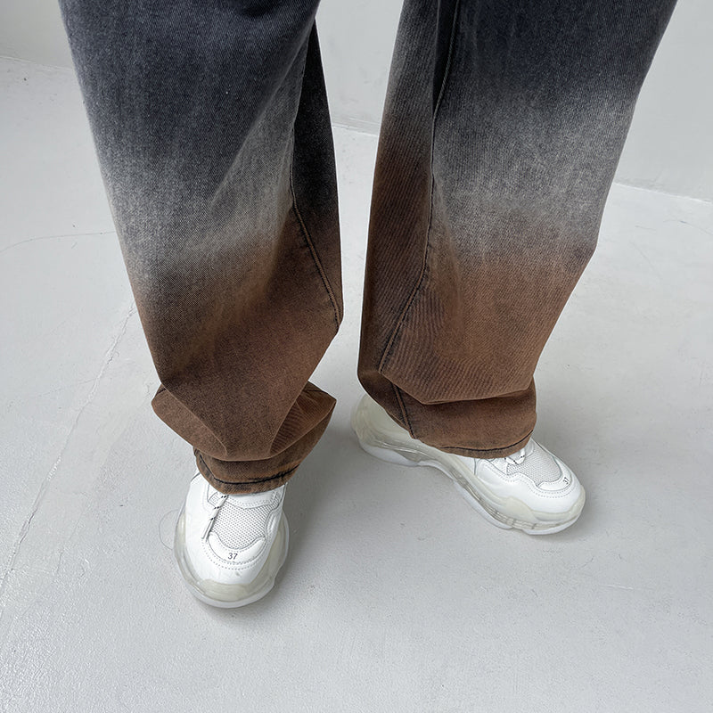 High Waist Loose Gradient Straight Jeans - Image 3