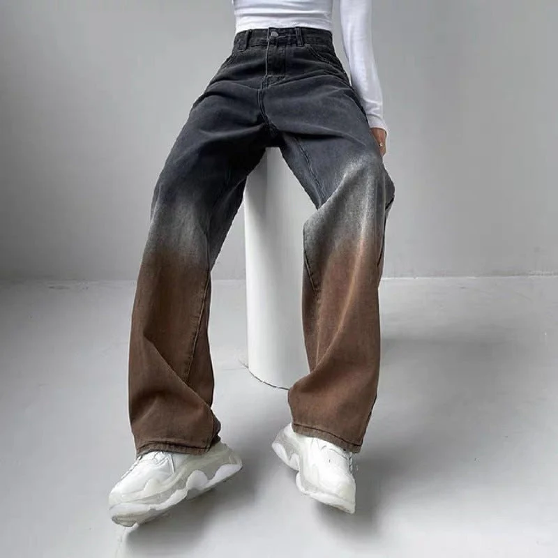 High Waist Loose Gradient Straight Jeans - Image 6