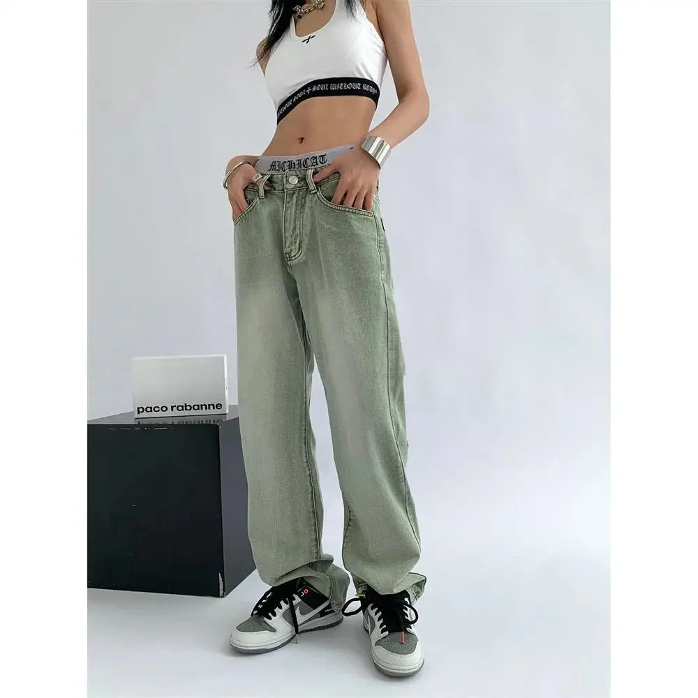 High-waisted Washed Cargo Jeans - Image 5