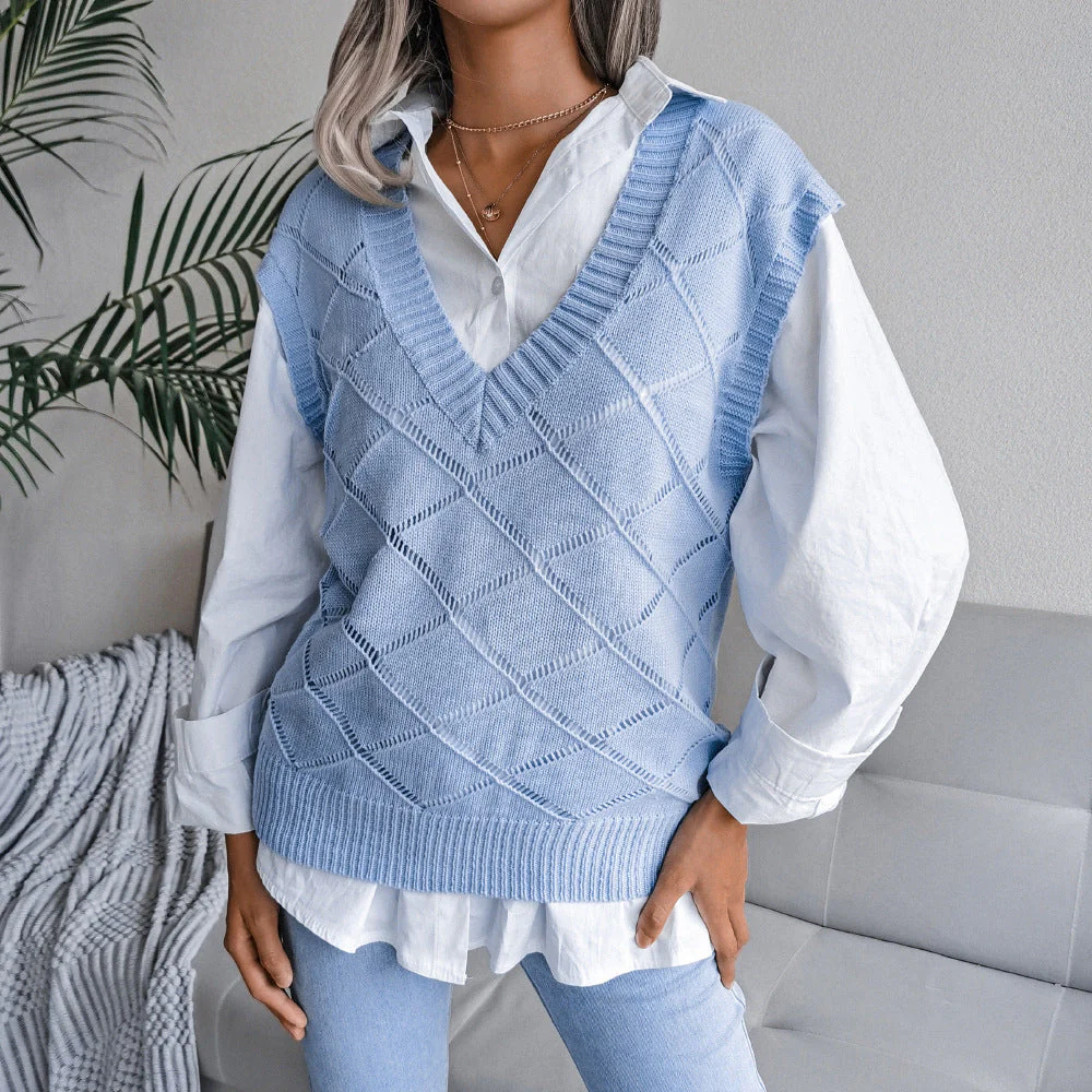 Hollow Leaf Casual Knitted Sweater - Image 16