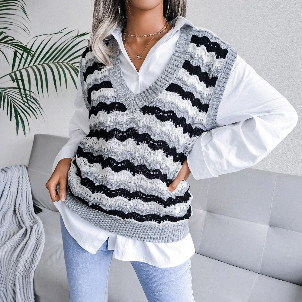 Hollow Leaf Casual Knitted Sweater - Image 24