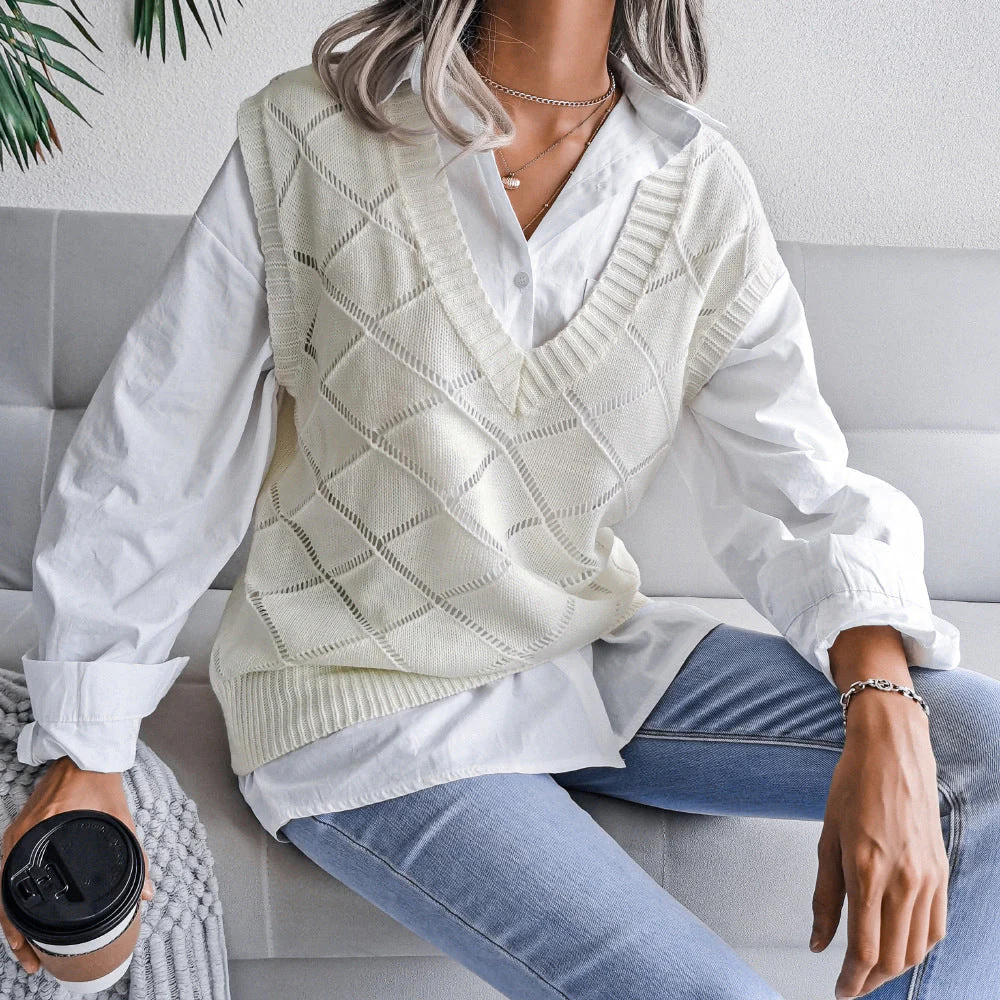 Hollow Leaf Casual Knitted Sweater - Image 31