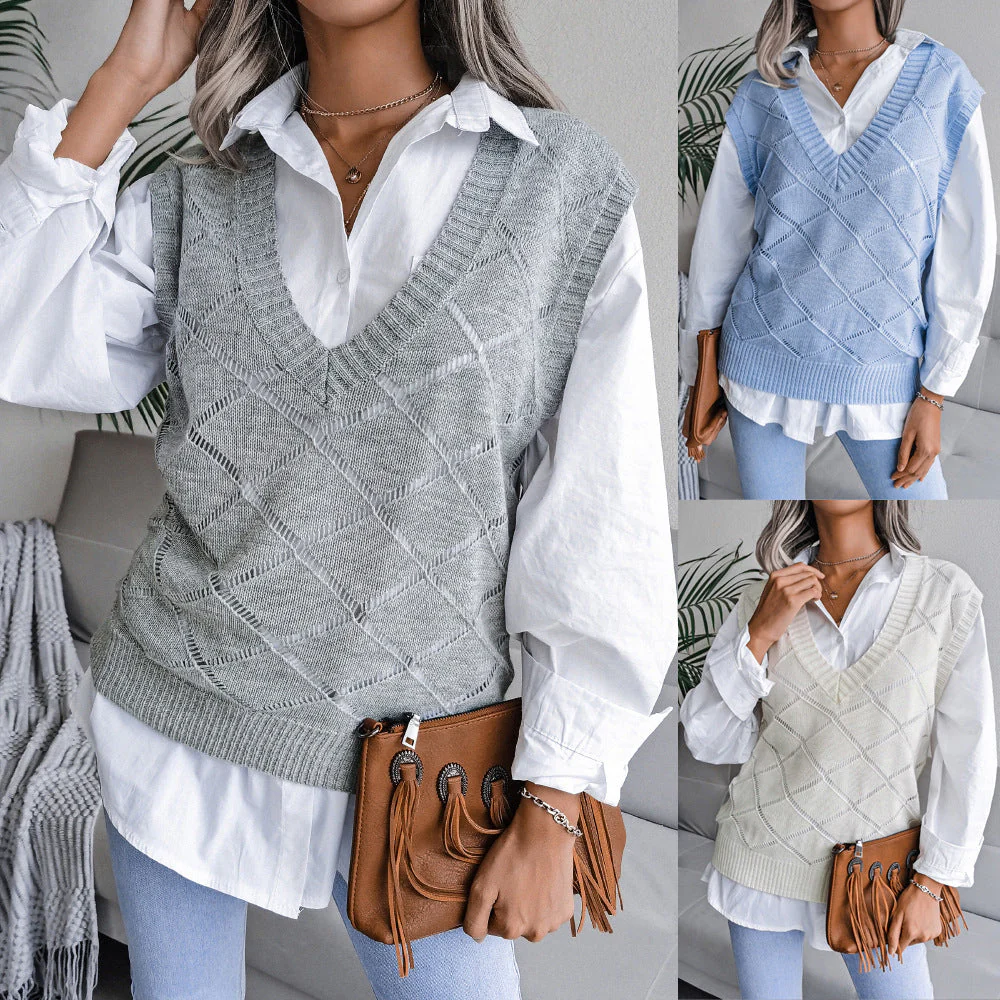 Hollow Leaf Casual Knitted Sweater - Image 32