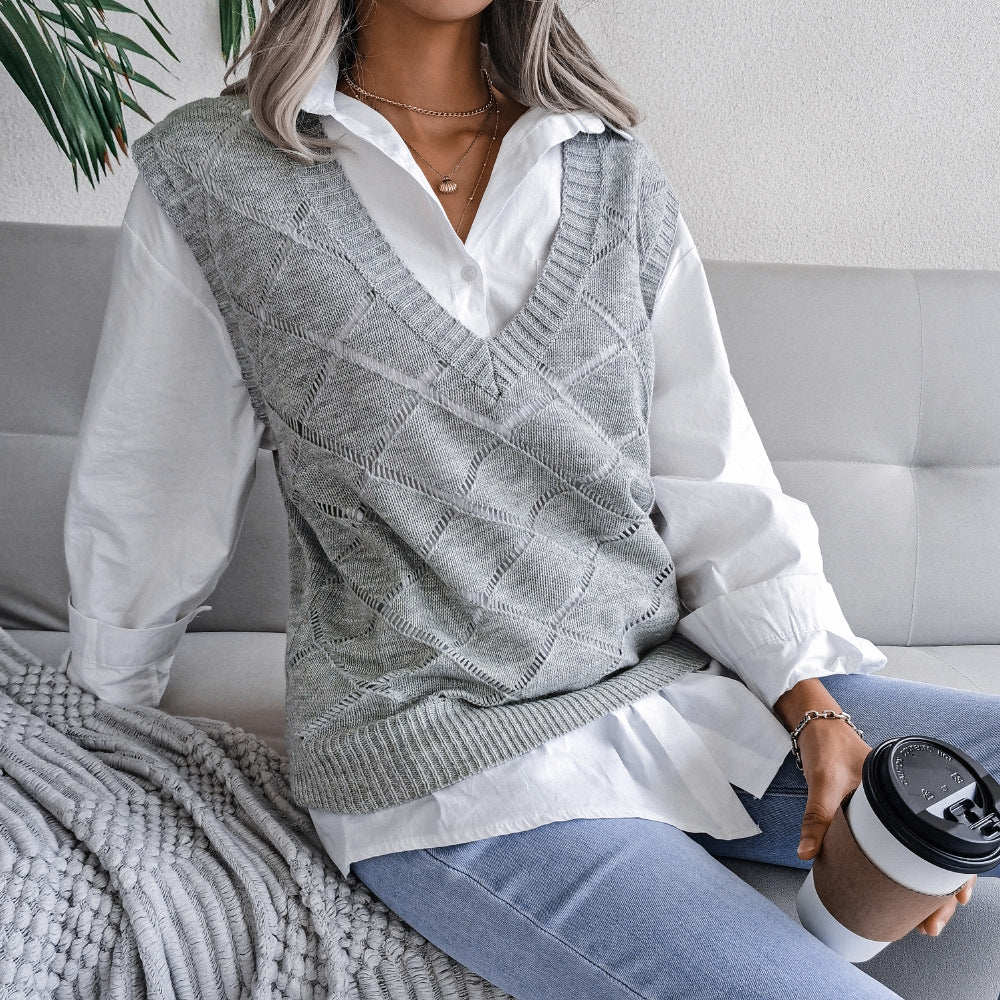 Hollow Leaf Casual Knitted Sweater - Image 5