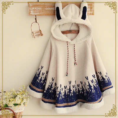 Bunny Ears Hooded Cloak Coat - Image 3
