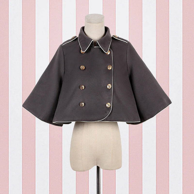 Embroidered Plaid Dress Woolen Cloak Set - Image 3